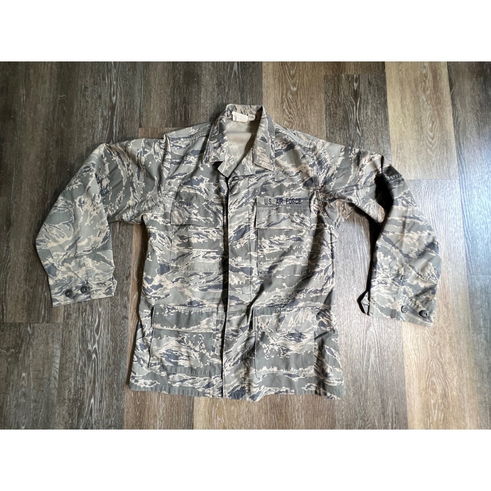 US Air Force Military Jacket Mens 40R Gray Digital Tiger Stripe Camo ABU Coat